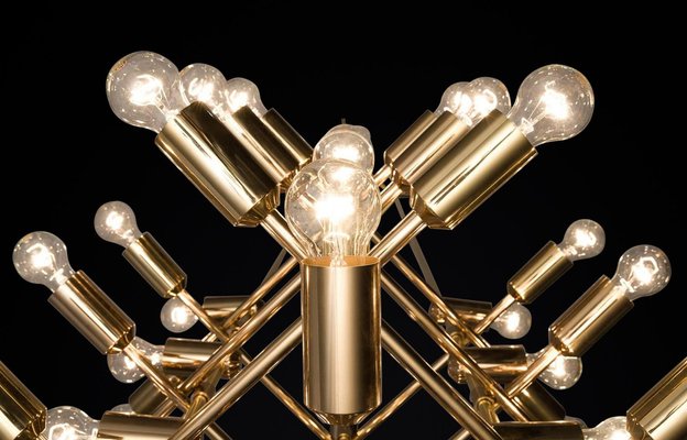 Mid-Century Brass Chandelier with 40 Lights, Switzerland, 1960s-TRW-1743220