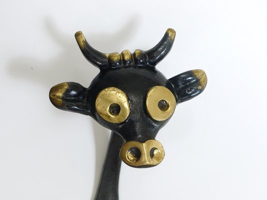 Mid-Century Brass Cow Wall Hook by Walter Bosse for Herta Baller, Austria, 1950s-MWV-1700809