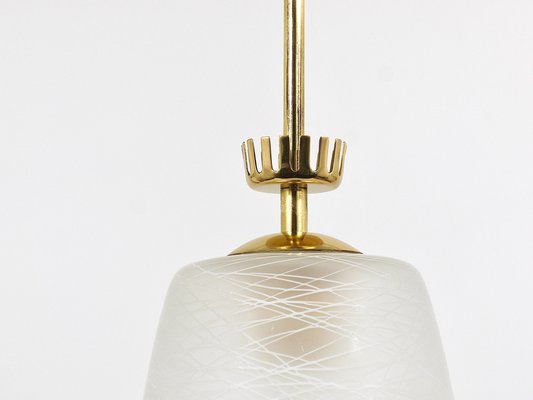 Mid-Century Brass Crown Pendant Lamp Lantern in the style of Gio Ponti, Italy, 1950s-MWV-1813273