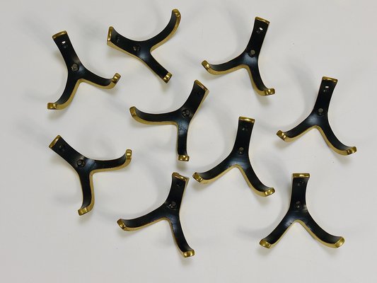 Mid-Century Brass Double Wall Hooks attributed to Herta Baller, Austria, 1950s-MWV-1788147