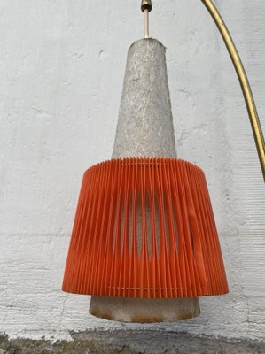 Mid-Century Brass Floor Lamp with Pleated Shades, 1950s-PYR-956485