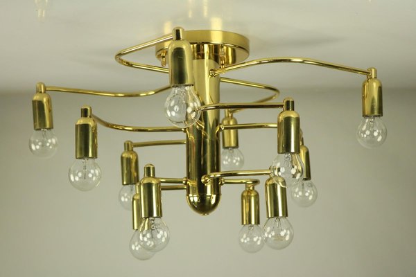 Mid-Century Brass Flush Mount Ceiling Lamp from Leola-FUP-693362