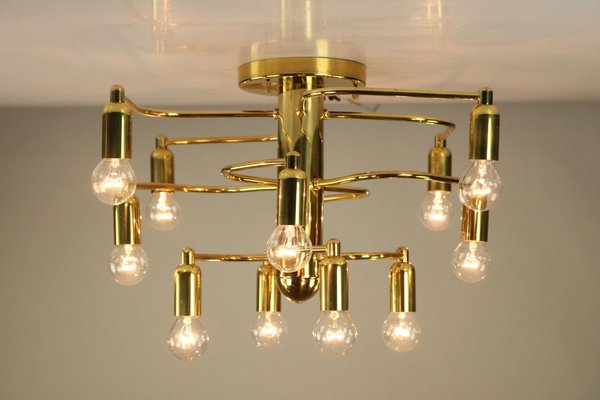 Mid-Century Brass Flush Mount Ceiling Lamp from Leola-FUP-693362