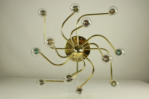 Mid-Century Brass Flush Mount Ceiling Lamp from Leola-FUP-693362