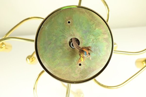 Mid-Century Brass Flush Mount Ceiling Lamp from Leola-FUP-693362