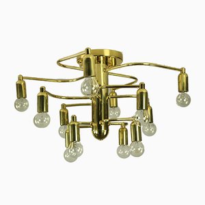 Mid-Century Brass Flush Mount Ceiling Lamp from Leola-FUP-693362