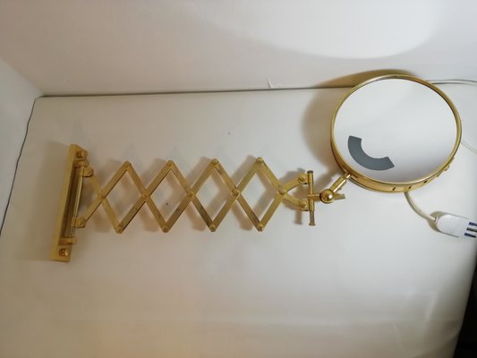 Mid-Century Brass Illuminated Bellows Mirror, 1960s-HNE-1060388