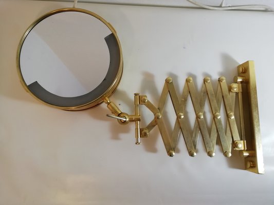 Mid-Century Brass Illuminated Bellows Mirror, 1960s-HNE-1060388