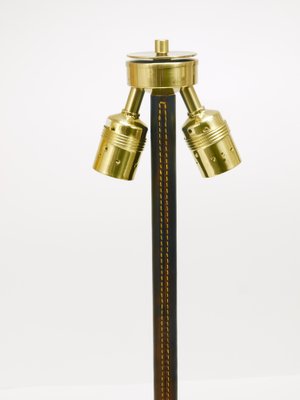 Mid-Century Brass & Leather Table Lamps attributed to J. T. Kalmar for Kalmar, Austria, 1960s, Set of 2-MWV-1717895