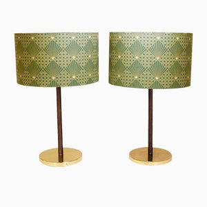 Mid-Century Brass & Leather Table Lamps attributed to J. T. Kalmar for Kalmar, Austria, 1960s, Set of 2-MWV-1717895