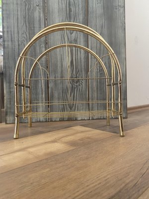 Mid-Century Brass Magazine Rack-OXJ-1369147