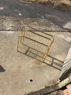 Mid-Century Brass Magazine Rack-OXJ-896936