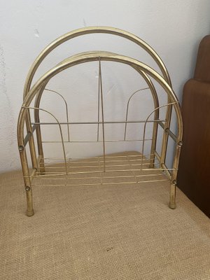 Mid-Century Brass Magazine Rack-OXJ-1369147