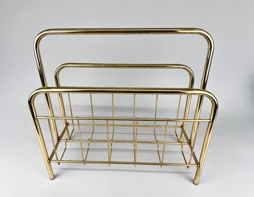 Mid-Century Brass Magazine Stand, 1970s-TZ-2018688