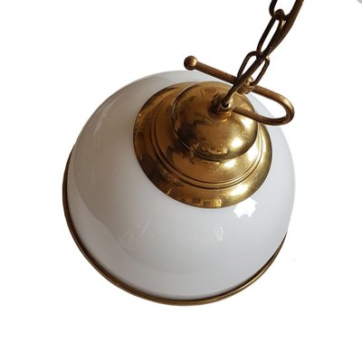 Mid-Century Brass & Milk Glass Pendant Lamp-NUX-895675