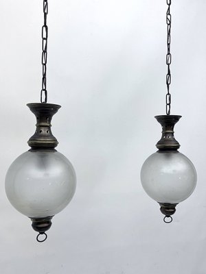 Mid-Century Brass Pendant Lights in the style of Caccia Dominioni, Italy, 1950s, Set of 2-OT-1718551