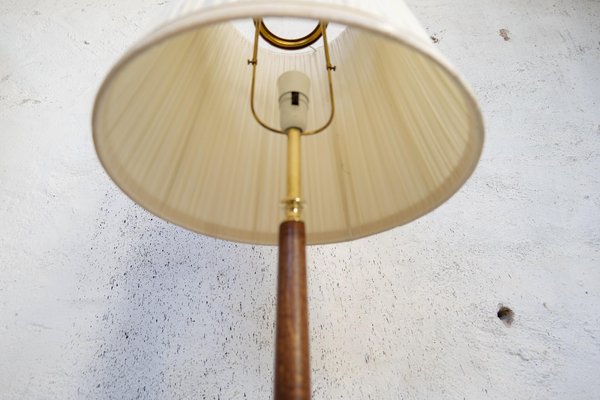 Mid-Century Brass & Polished Wood Floor Lamp from Böhlmarks, Sweden, 1940s-UYK-1367543