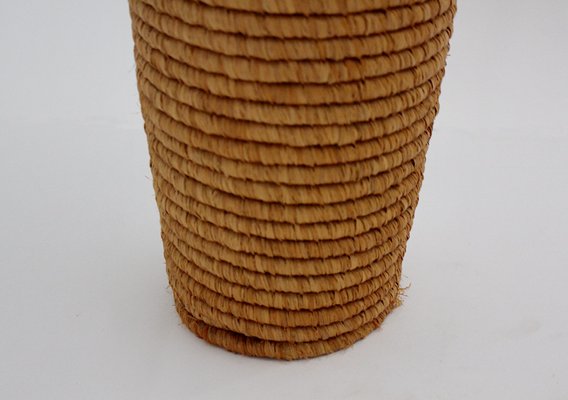 Mid-Century Brass Raffia Basket, Vienna, 1950s-NB-1335568