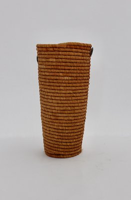 Mid-Century Brass Raffia Basket, Vienna, 1950s-NB-1335568