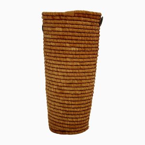 Mid-Century Brass Raffia Basket, Vienna, 1950s-NB-1335568