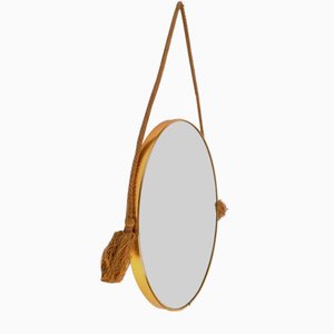 Mid-Century Brass Round Mirror, Italy, 1950s-UIW-1397447