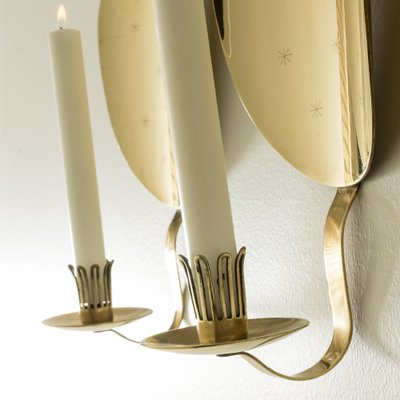 Mid-Century Brass Sconce Candleholders by Veikko Huotari, 1950s, Set of 2-NL-2013055