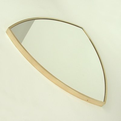 Mid-Century Brass Shield-Shaped Wall Mirror, Italy, 1950s-OE-1291477