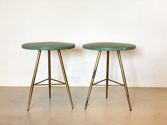 Mid-Century Brass Stools, 1950s, Set of 2-NPC-1340522