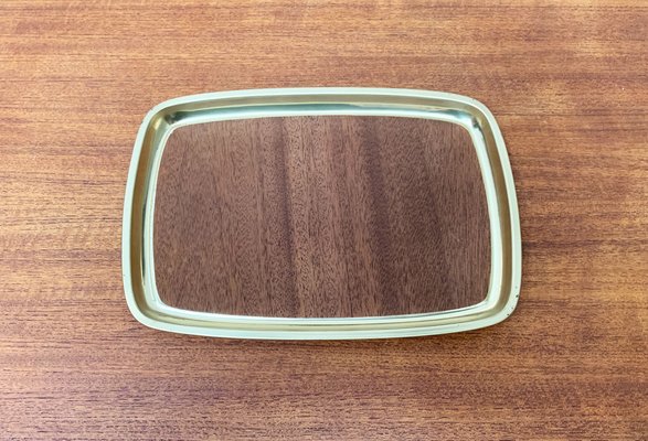 Mid-Century Brass Tray with Teak Veneer, 1960s-UAH-1363545