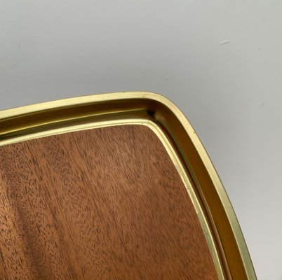 Mid-Century Brass Tray with Teak Veneer, 1960s-UAH-1363545