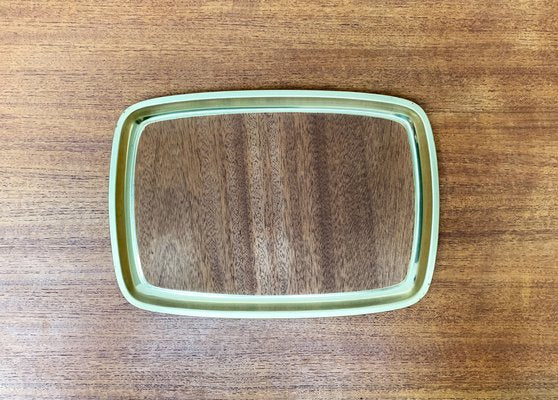 Mid-Century Brass Tray with Teak Veneer, 1960s-UAH-1363545