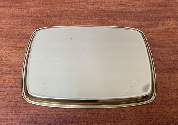 Mid-Century Brass Tray with Teak Veneer, 1960s-UAH-1363545