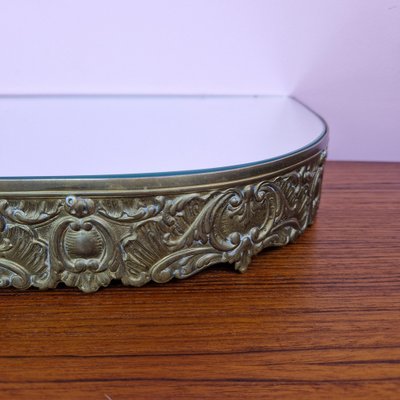 Mid-Century Brass Wall Shelf with Mirror, 1960s-ZPB-1679340