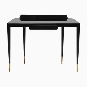 Mid-Century Brass, Wood and Glass Console in the style of Gio Ponti, 1950s-KKZ-2031903