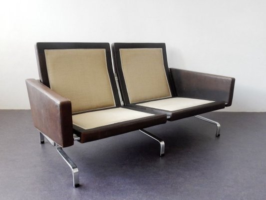 Mid-Century Brown Leather Model PK-31/2 Sofa by Poul Kjærholm for E. Kold Christensen, 1950s-NV-736291