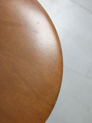 Mid-Century Brown Leatherette Stool, Set of 2-HGJ-1251310