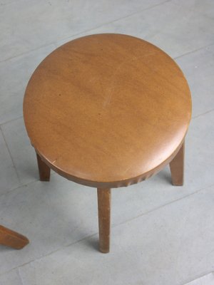 Mid-Century Brown Leatherette Stool, Set of 2-HGJ-1251310