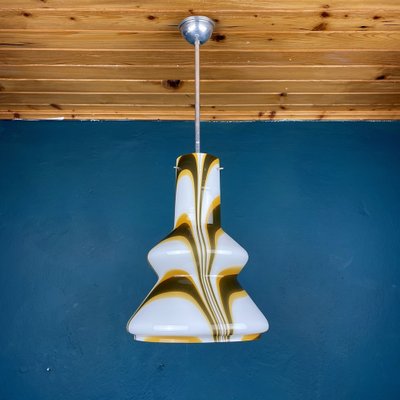 Mid-Century Brown Opaline Murano Glass Pendant Lamp, Italy, 1950s-WQC-1311103