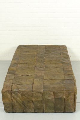 Mid-Century Brown Patchwork Leather Foot Stool, 1970s-ZA-1409154