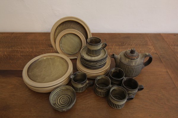 Mid-Century Brutalism British Tremar Pottery Tea Set, 1960s, Set of 26-TAT-2036832