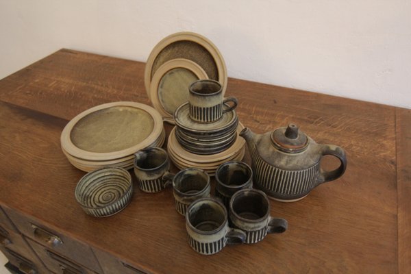 Mid-Century Brutalism British Tremar Pottery Tea Set, 1960s, Set of 26-TAT-2036832