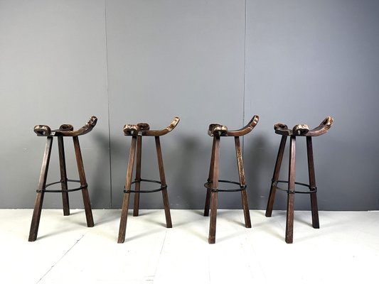 Mid-Century Brutalist Bar Stools, 1960s, Set of 4-IRH-2021212