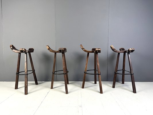 Mid-Century Brutalist Bar Stools, 1960s, Set of 4-IRH-2021212