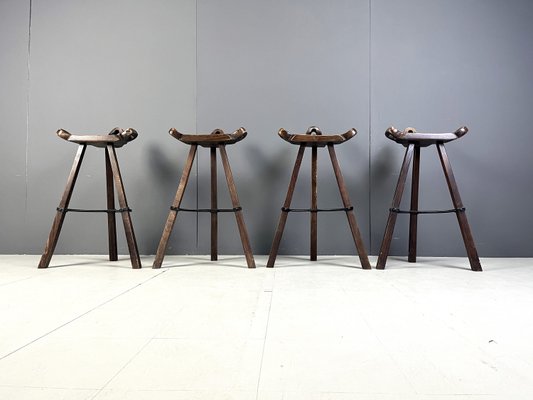 Mid-Century Brutalist Bar Stools, 1960s, Set of 4-IRH-2021212