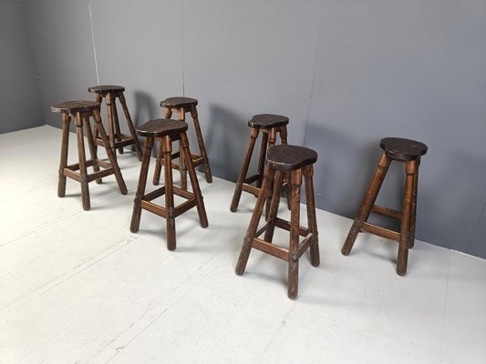 Mid-Century Brutalist Bar Stools, 1960s, Set of 7-IRH-2028293