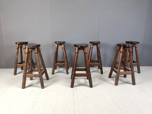 Mid-Century Brutalist Bar Stools, 1960s, Set of 7-IRH-2028293