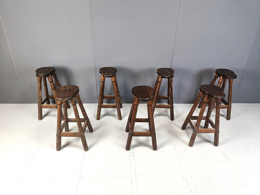 Mid-Century Brutalist Bar Stools, 1960s, Set of 7-IRH-2028293