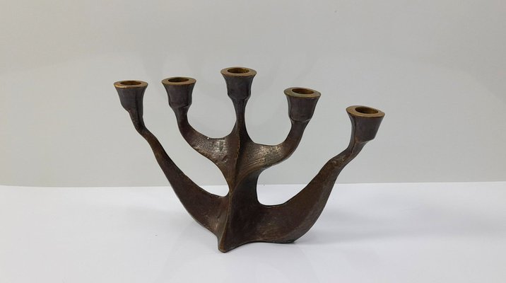 Mid-Century Brutalist Bronze Candleholder attributed to Michael Harjes, 1960s-UWE-1772596