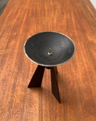 Mid-Century Brutalist Metal Tripod Candleholder-UAH-954766