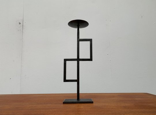 Mid-Century Brutalist Minimalistic Metal Candleholder-UAH-951027